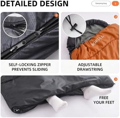 Lightweight Sleeping Bags for Adults & Kids, Backpacking & Scouts, Compact