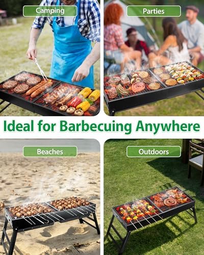 Kizmyee Portable BBQ Barbecue Grill, Foldable & Retractable BBQ Grill