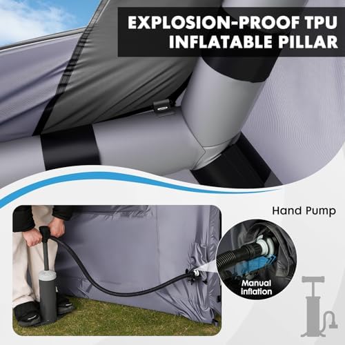 Inflatable Camping Tent with Electric Air Pump - 420D Heavy Duty Oxford - 5 Min Auto-Inflation - Panoramic Stargazing Skylight - 4 Season Luxury Glamping Cabin, 4-10 Person Multiple Sizes