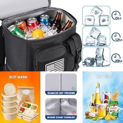 DEYACE Tactical Cooler Backpack, 33 Can 24L 20H Cold Retention Insulated Leak Proof Dual Compartment Cooler Lunch Box Bag with MOLLE System for Camping Hiking Beach Work