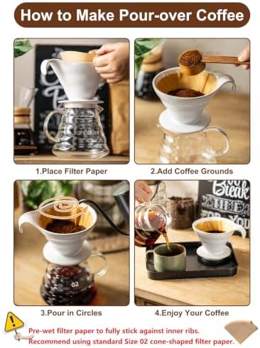 Gomakren Pour Over Coffee Maker, Single-Hole, White Ceramic Coffee Dripper