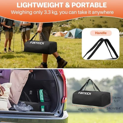 FUNYKICH Folding Camping Square Table, 2 Height Adjustable 17.3'' & 27.6''
