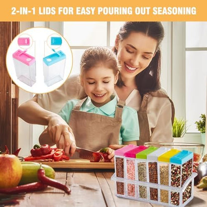 Spice Shaker, 6 Pcs Seasoning Rack Spice Pots Storage Container