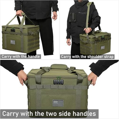 Tactical Camping Storage Bag Utility Tote Bag Camp Kitchen & Trunk Organizer with Combination Lock and Shoulder Strap