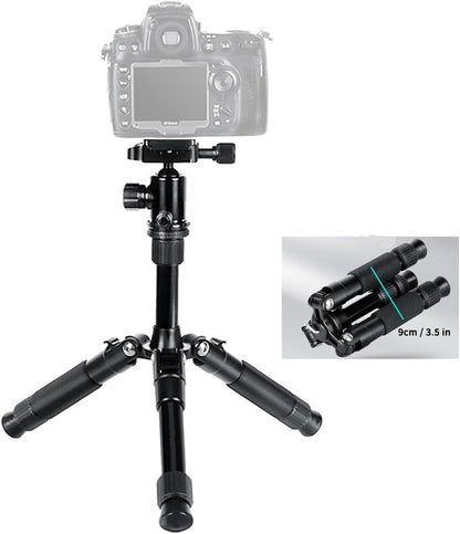 Portable Mini Tripod, 18.9" / 48cm Desk Tabletop Stand with 360° Ball Head, Compact Desktop Barcket for DSLR Camera Video Camcorder, Smartphone Shooting