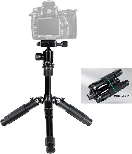 Portable Mini Tripod, 18.9" / 48cm Desk Tabletop Stand with 360° Ball Head, Compact Desktop Barcket for DSLR Camera Video Camcorder, Smartphone Shooting