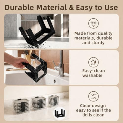 Lid Organizer for Rubbermaid Brilliance, Fits 0.5, 1.3, 3.2 & 4.7 Cup