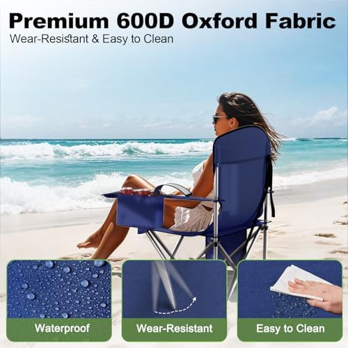Folding Portable Camping Chair with Cooler, Cup Holder & Storage Pocket