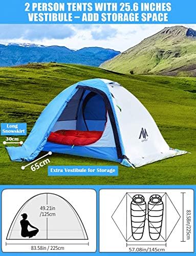 AYAMAYA 4 Season Waterproof 2 Person Backpacking Tent with Aluminum Poles