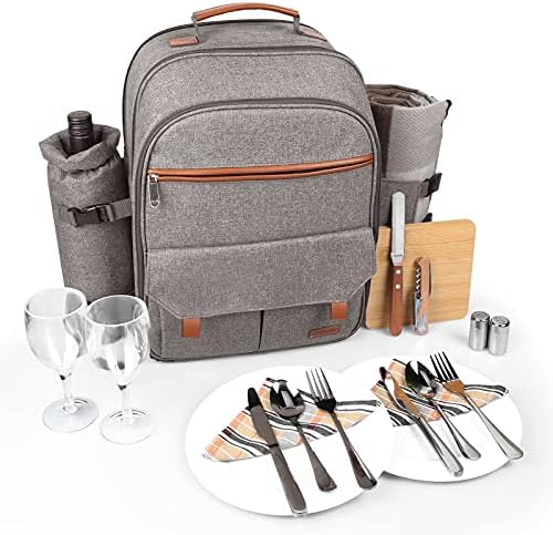 Sunflora Picnic Backpack for 2 Person, Picnic Basket Set (Brush Beige)