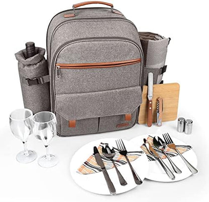 Sunflora Picnic Backpack for 2 Person, Picnic Basket Set (Brush Beige)