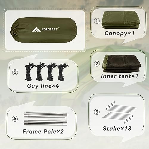 Forceatt Camping Tent 2/3/4 Person, Professional Waterproof & Windproof Lightweight Backpacking Tent Suitable for Outdoor,Hiking,Camping, Mountaineering and Travel