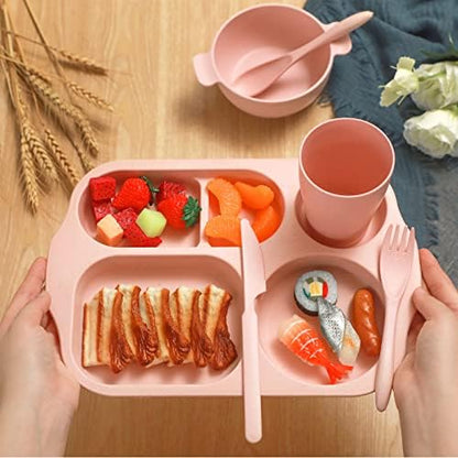 Honoson 24pcs Wheat Straw Dinnerware, Unbreakable, Pink