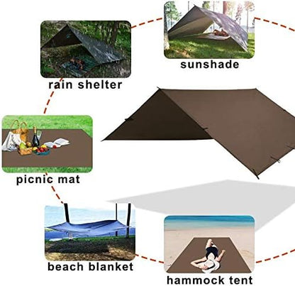 KALINCO Waterproof Camping Tarp Tent Hammock Rain Fly, 10X10FT/10X15FT, Mutifunctional Tent Footprint Lightweight Tarp for Camping, Hiking and Survival Shelter