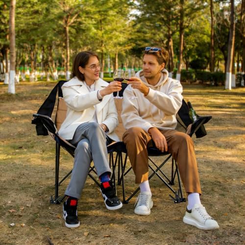 700LBS 2-Person Heavy Duty Double Camping Chair Loveseat Brown