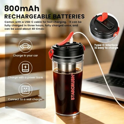 20oz Portable Electric Espresso Maker Travel Mug for Camping, Black