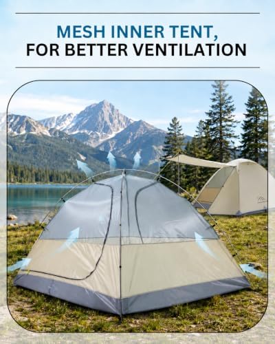 Camping Tent 2 Person, Backpacking Tent, 20D Nylon/Taffeta PU3000mm
