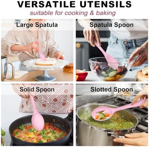 TeamFar Silicone Cooking Utensil Set of 7, Kitchen Cooking Utensil Set