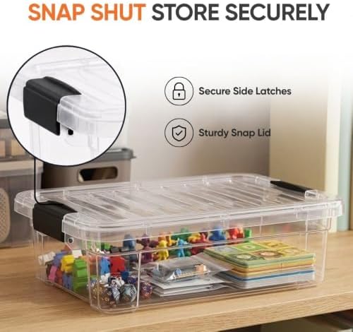 Superio 13.7 Quart Clear Plastic Storage Bin with Lid, Stackable Organizer Box, BPA-Free Storage Container for Home, Garage, School & Office, 4 Pack