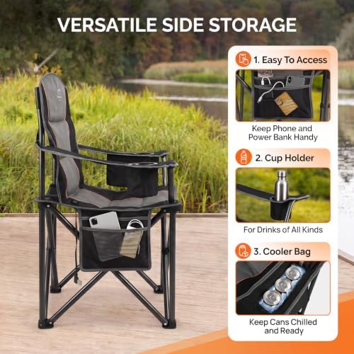 2 Pack Heated Oversized Camping Chairs (Battery NOT Included)