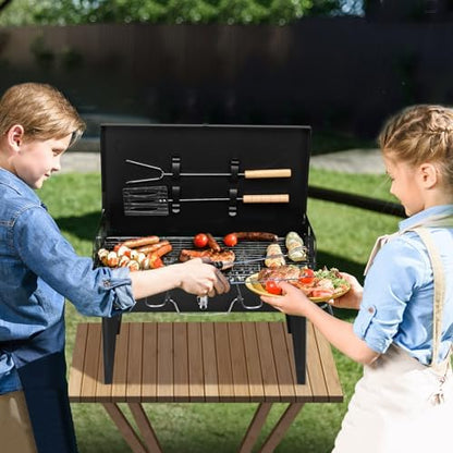 Portable Charcoal Grill, Foldable BBQ Grill Kit Easy to Carry, Tabletop Outdoor Barbecue Smoker, Small BBQ Grill for Outdoor Camping, Patio and Picnic