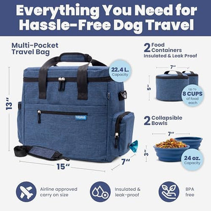 Rubyloo Original Doggy Bag™ Dog Travel Bag for Supplies with Travel Bowls