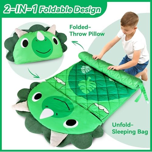 iPlay, iLearn Kid Sleeping Bag, Dinosaur Slumber Sack, Toddler Boy Nap Mat