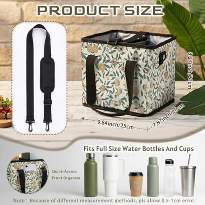 Vintage Fruit Print Insulated Cooler Bag,Collapsible Drink Carrier