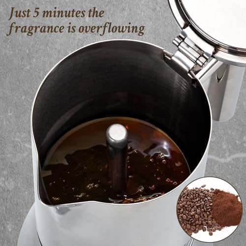 LAOION Stovetop Espresso Maker, 12Cup 17.5 oz Moka Pot, Stainless Steel