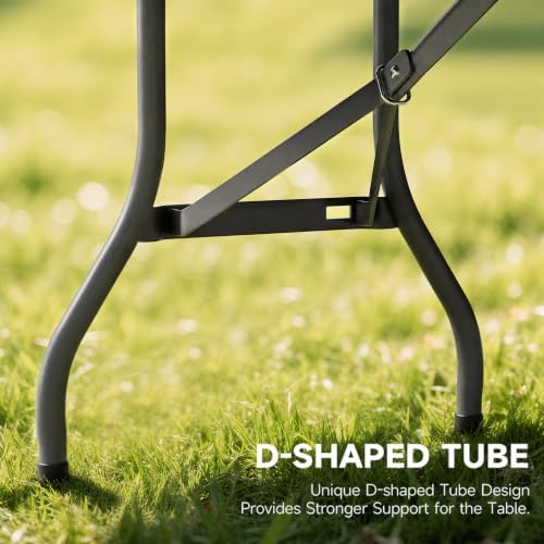 Heavy Duty Folding Table, Sturdy Portable Foldable Table with Safety Lock, Indoor Outdoor Use for Camping Party, 6/8 Foot (Standard, Black, 6FT-10 Pack)