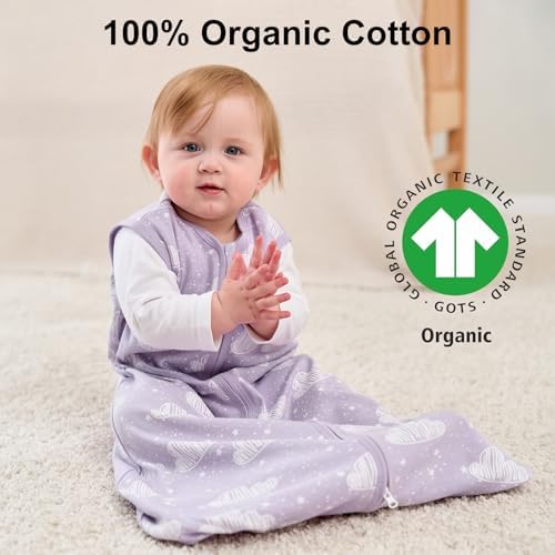 Yoofoss Baby Sleep Sack 12-18 Month 0.5TOG 100% Organic Cotton 2-Way Zipper