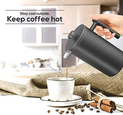 Utopia Kitchen 304 Grade Stainless Steel French Press 34 Oz, Black