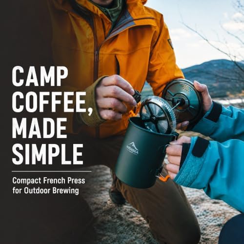 widesea Camping Coffee Pot 750ML, French Press Coffee Maker,Lightweight Backpacking Pot with Collapsible Handle For Camping,Hiking,Fire Cooking