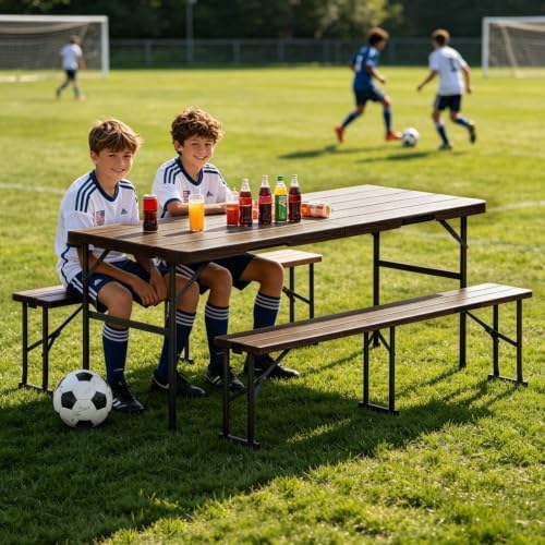 2pk Folding Table with 4 Benches Set for Camping, Picnic, Coffee
