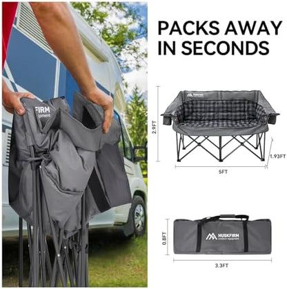Huskfirm Heated Double Camping Chair Oversized with 3 Temperature Settings