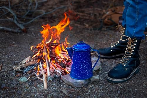 GSI Outdoors Enamel Coffee Pot to Store Hot Coffee, Tea for Camping & Farmhouse - 6 Cup