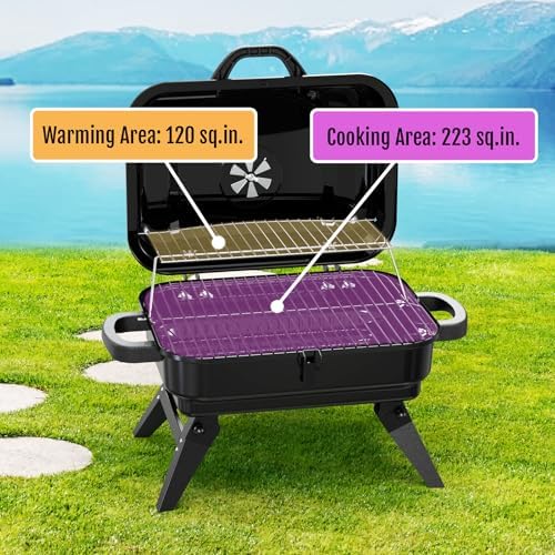 Portable Charcoal Grill, Small Foldable Tabletop BBQ Grill for Camping