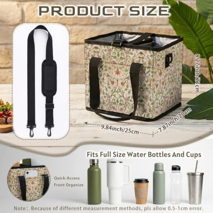 Vintage Floral Print Portable Softside Cooler Bag,Leakproof Lining