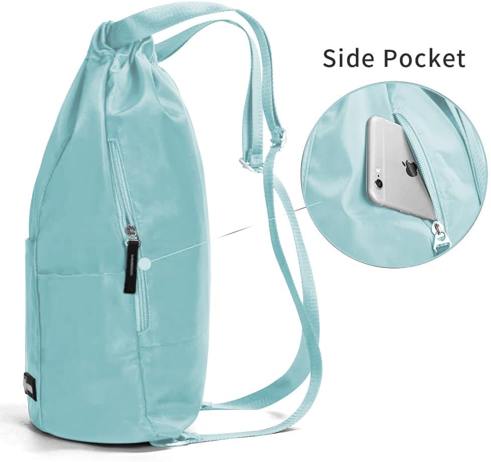 ZOORON Waterproof Drawstring Gym Backpack Bag for Men & Women, Sport Gym Sack Mini Travel Daypack