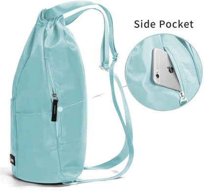 ZOORON Waterproof Drawstring Gym Backpack Bag for Men & Women, Sport Gym Sack Mini Travel Daypack