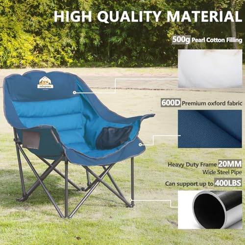 Colegence Oversized Camping Chair for Adults, Padded Lawn Chair 2 Pack