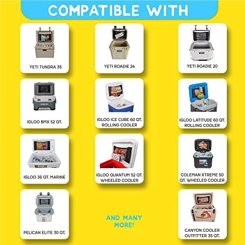 Cooler Net for Dry Storage and Organization - Compatible with YETI, RTIC, Ninja, Igloo, Coleman, Lifetime, Pelican Ice Chests - Works with Cooler Lights, Wheel Kits, RTIC Cooler Accessories, and More