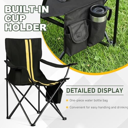 Outvita Portable Camping Chair with Insulated Cooler & Bag Black