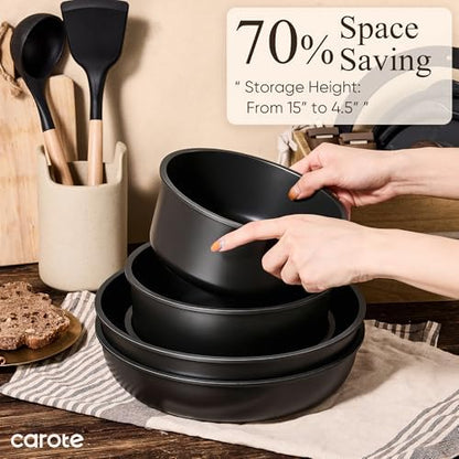 CAROTE 38pcs Pots and Pans Set Non Stick, Cookware Set Detachable Handle