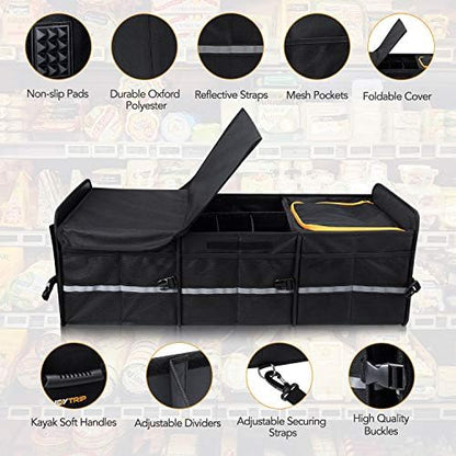 HEYTRIP Large Trunk Organizer with Built-in Leakproof Cooler Bag, Black