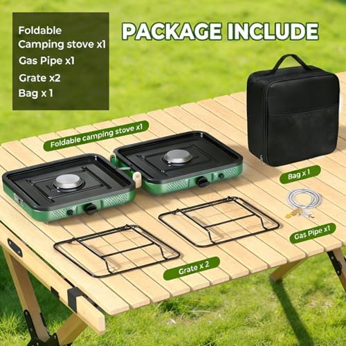 2 Burner Camping Stove,Portable Propane Camp Stove,Folding Gas Stove