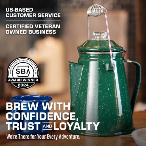 COLETTI Classic Percolator Coffee Pot — The Most Nostalgic Camping Coffee Pot, Now Modernized [Green Enamel, 12 Cup]