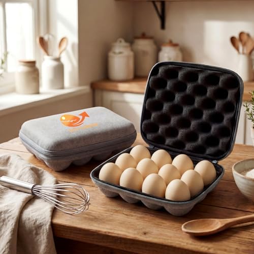 Geelin 2 Set 12 Egg Containers for Camping with Lid, Oxford Cloth, Grey