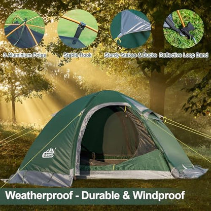 camppal 2 Person Backpacking Tent Waterproof 4 Season Tent with Snow Skirt