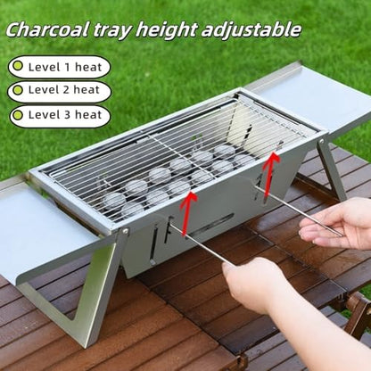 small portable charcoal grill: mini foldable tabletop grills for camping Picnic beach - stainless steel bbq grill for outdoor(Type-3)